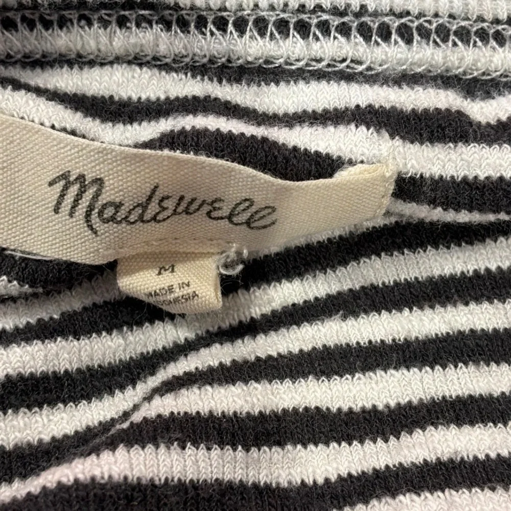 Madewell Womens Black White Striped Scoop Neck Short Sleeve Crop Top Size‎ M
